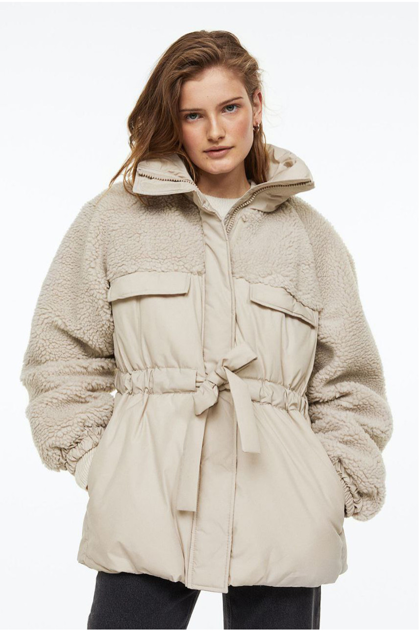 Куртка женская демисезонная молочного цвета с поясом Уценка К205 193242