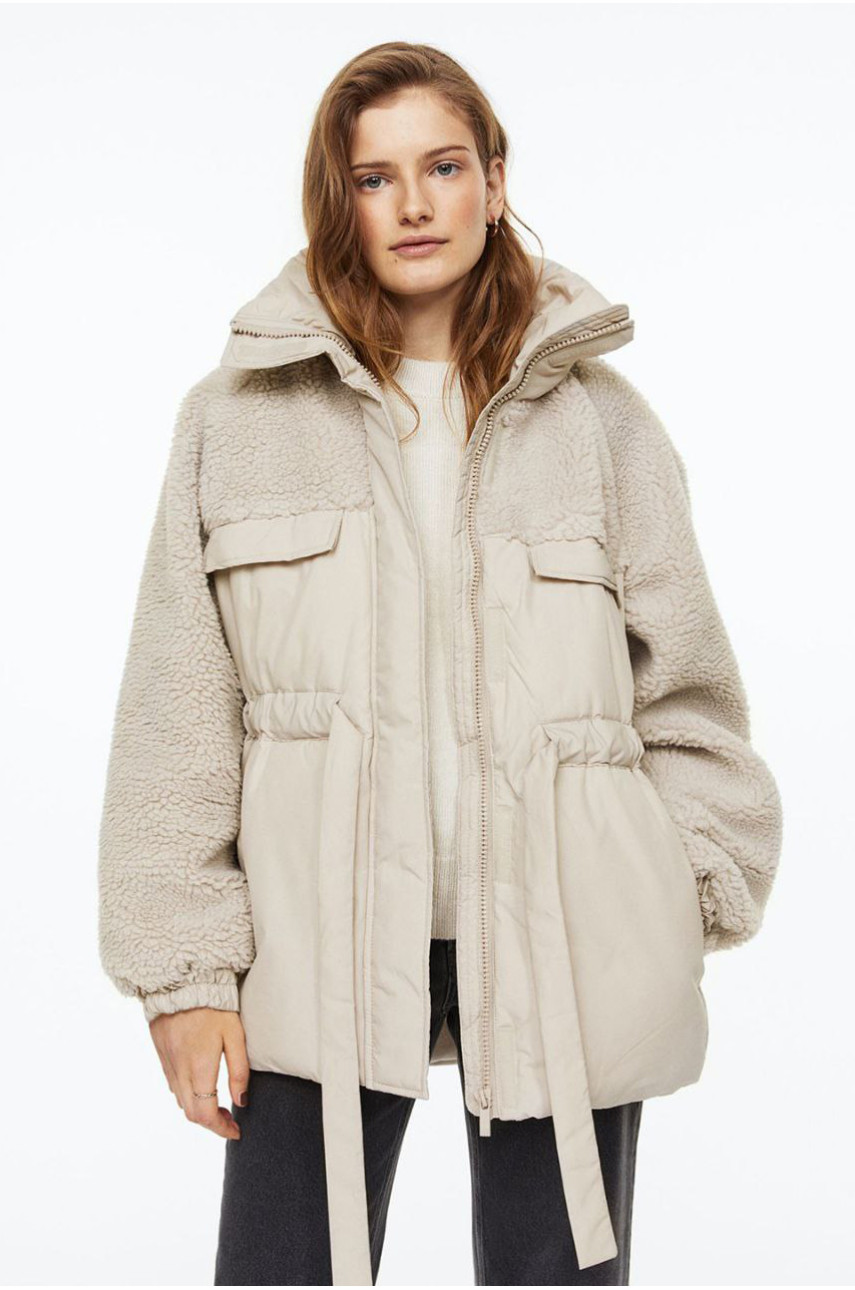Куртка женская демисезонная молочного цвета с поясом Уценка К205 193242