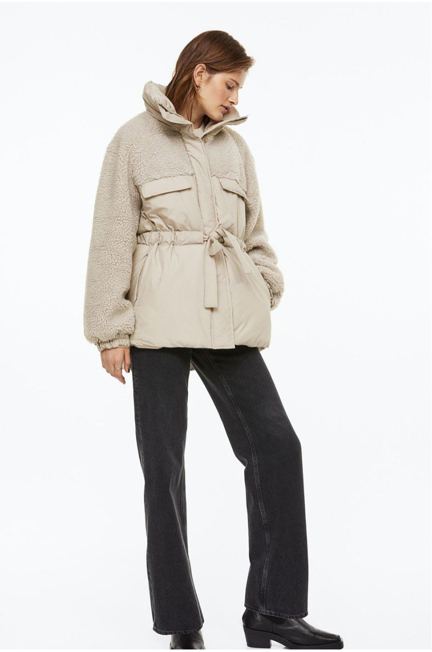 Куртка женская демисезонная молочного цвета с поясом Уценка К205 193242
