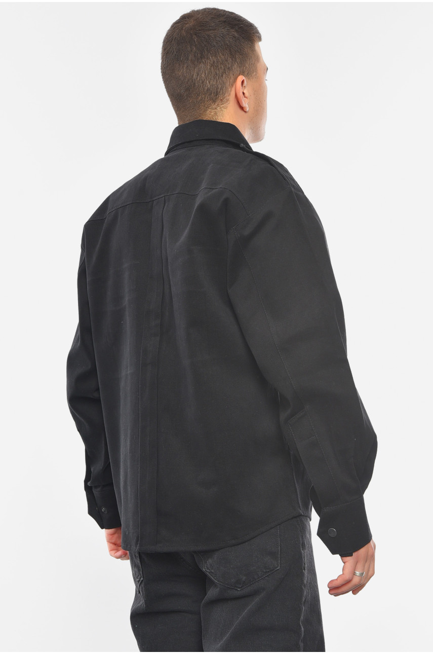 Рубашка мужская однотонная черного цвета 193243