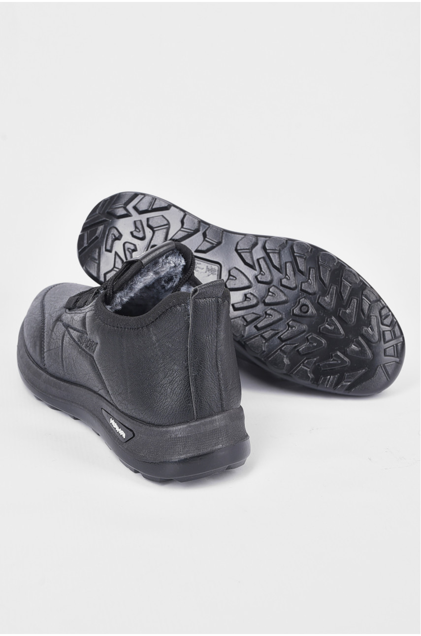 Кросівки чоловічі на штучному хутрі чорного кольору А76 193244