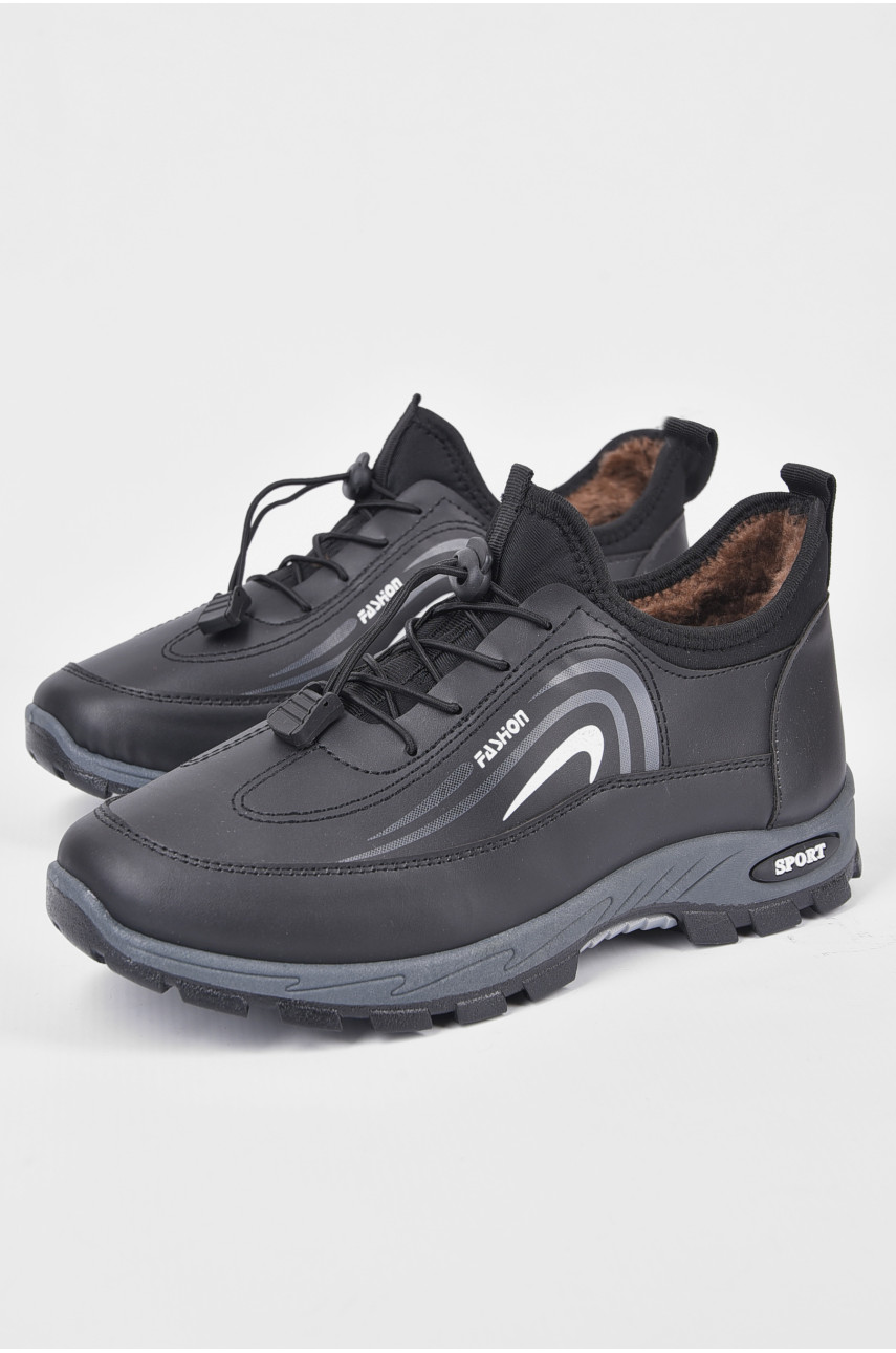 Кроссовки мужские с искуственным мехом черного цвета F302 193246