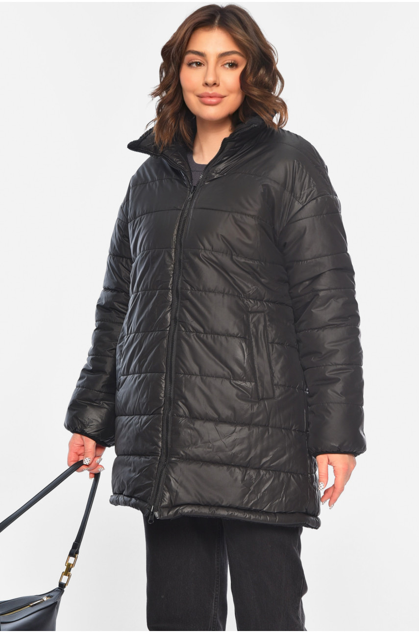 Куртка жіноча демісезонна двостороння чорного кольору 8025 193260