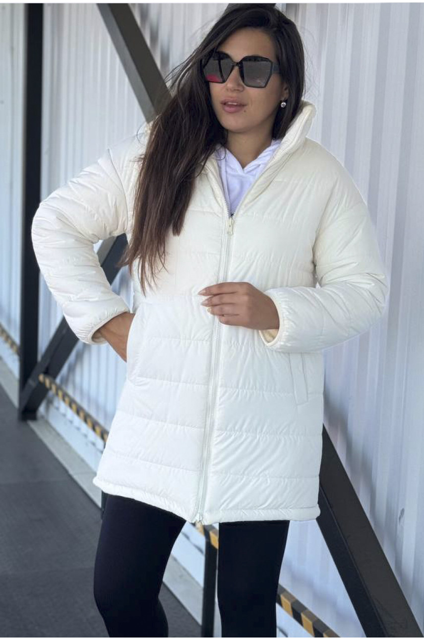 Куртка жіноча демісезонна двостороння молочного кольору 8025 193262 Куртка жіноча демісезонна двостороння молочного кольору 8025 193262