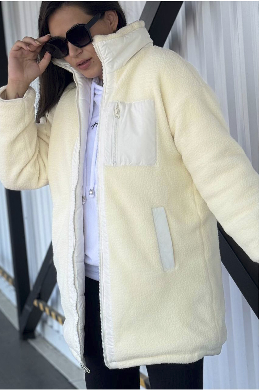Куртка жіноча демісезонна двостороння молочного кольору 8025 193262 Куртка жіноча демісезонна двостороння молочного кольору 8025 193262