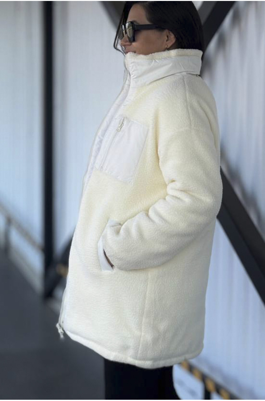 Куртка жіноча демісезонна двостороння молочного кольору 8025 193262 Куртка жіноча демісезонна двостороння молочного кольору 8025 193262