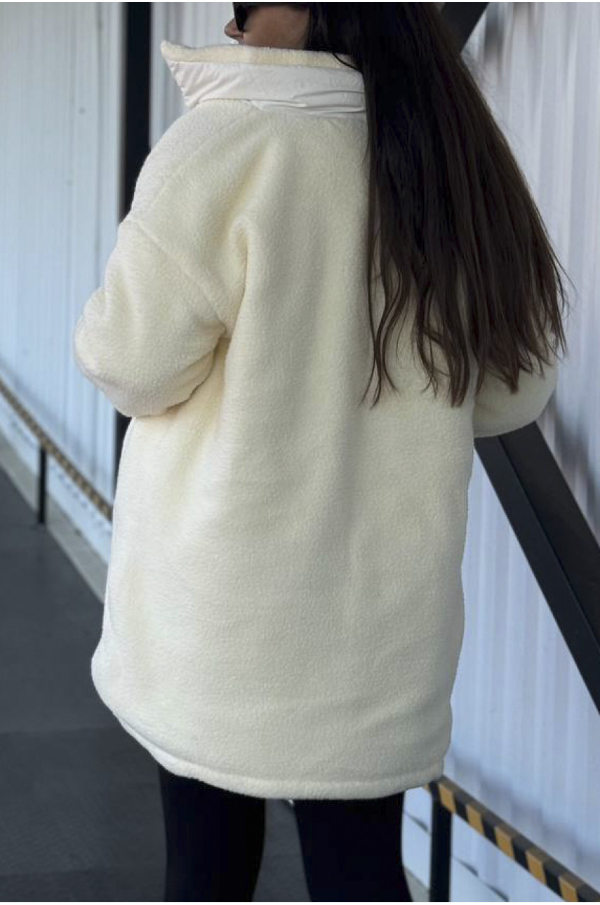 Куртка жіноча демісезонна двостороння молочного кольору 8025 193262 Куртка жіноча демісезонна двостороння молочного кольору 8025 193262