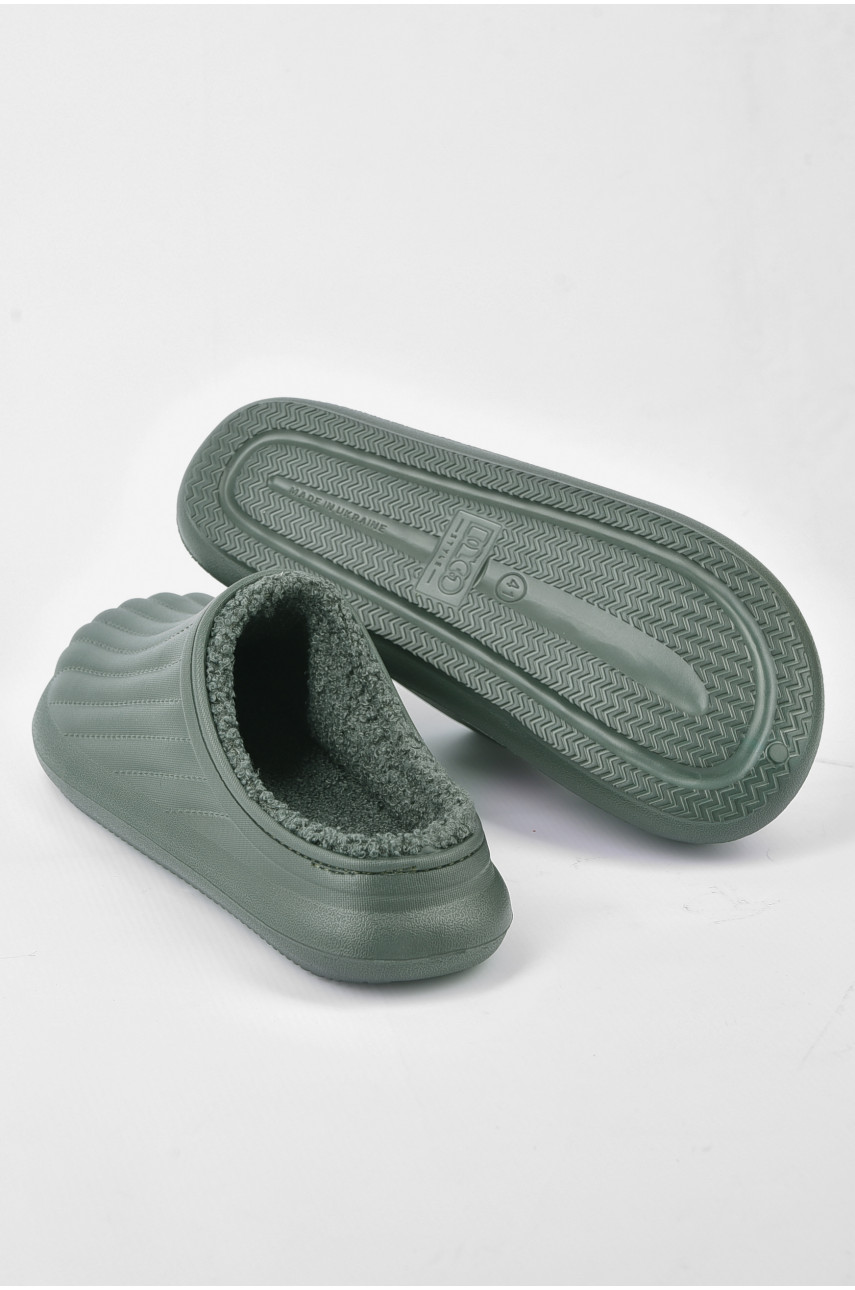 Калоші чоловічі на хутрі кольору хакі М8001 193280