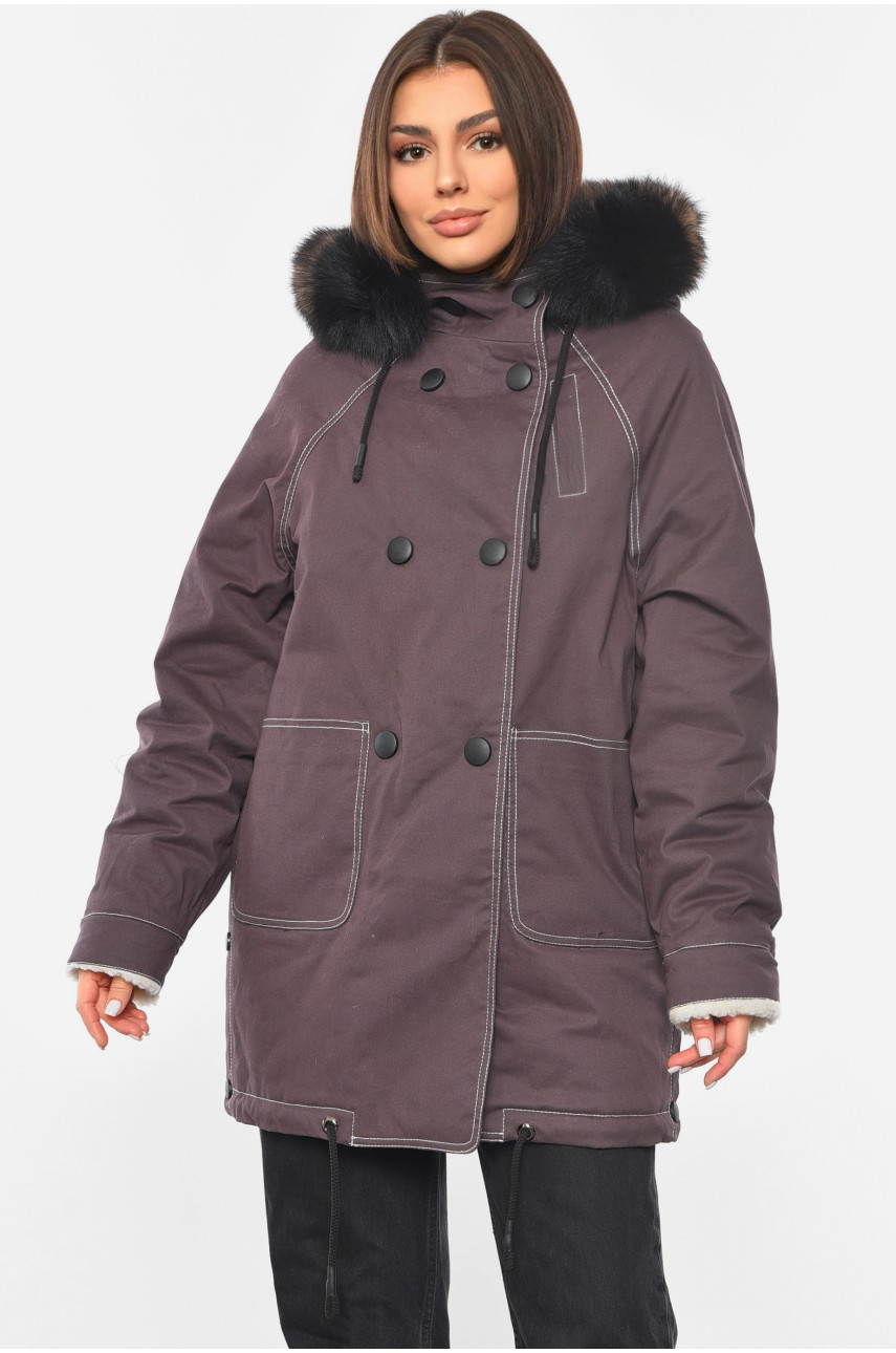 Парка жіноча демісезонна бордового кольору 401853 193286