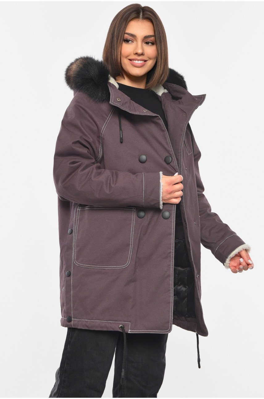 Парка жіноча демісезонна бордового кольору 401853 193286