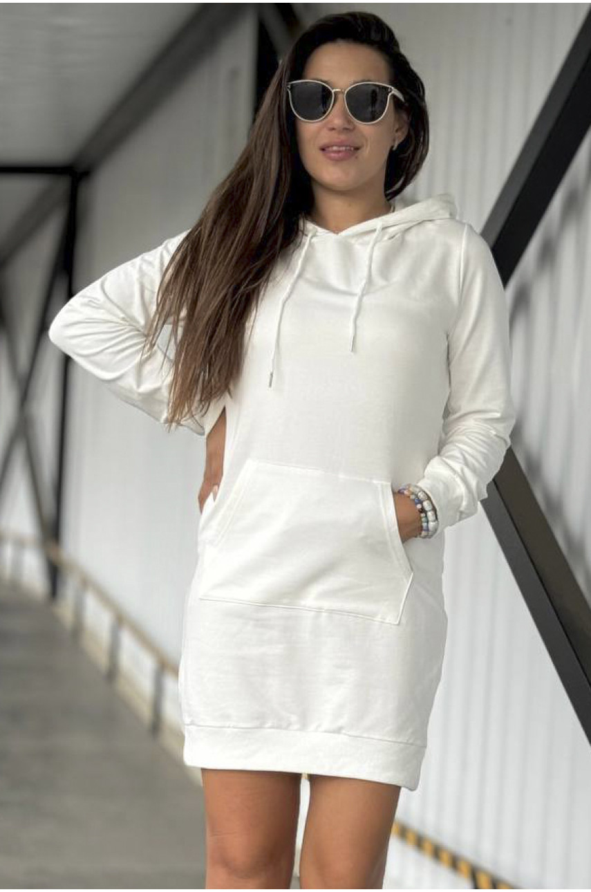 Туника-худи женская белого цвета 8832 193299