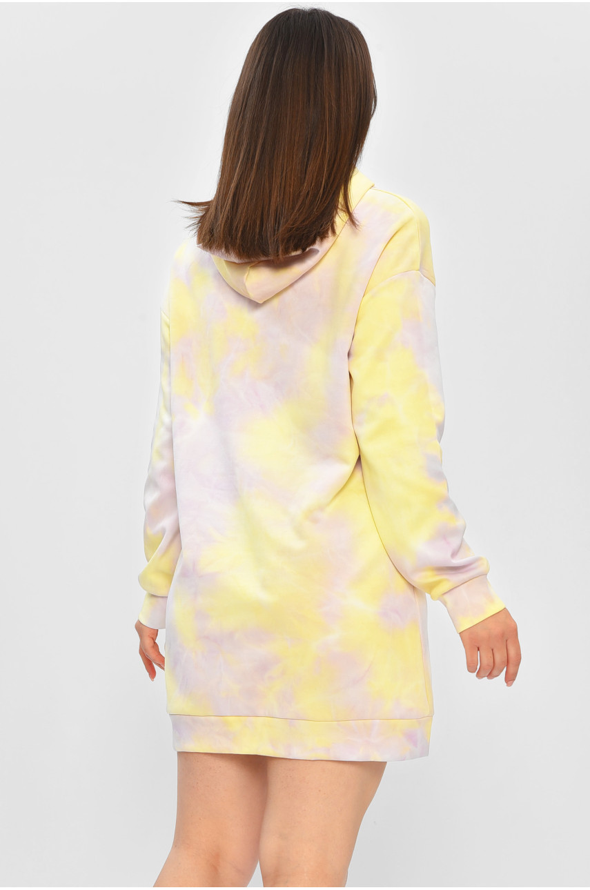 Туніка-худі жіноча жовтого кольору з принтом 8802 193301 Туніка-худі жіноча жовтого кольору з принтом 8802 193301