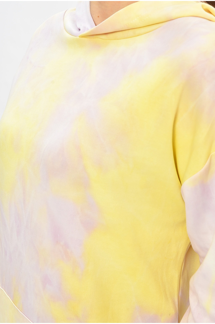 Туніка-худі жіноча жовтого кольору з принтом 8802 193301 Туніка-худі жіноча жовтого кольору з принтом 8802 193301