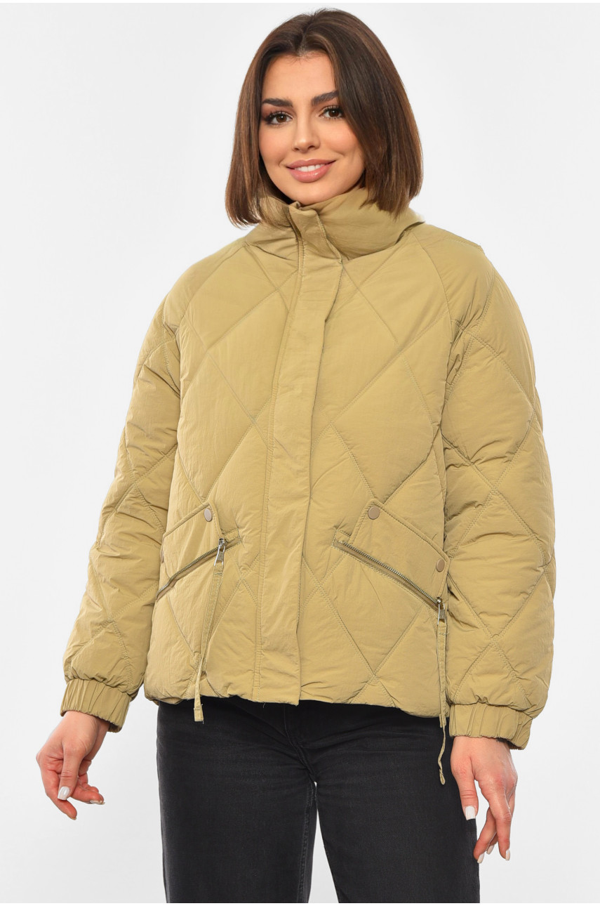 Куртка жіноча демісезонна темно-бежевого кольору 2305 193315