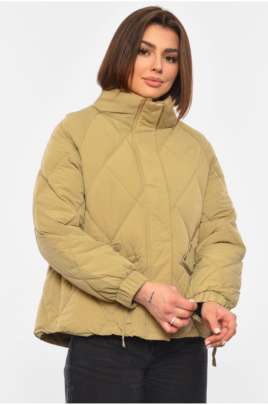 Куртка жіноча демісезонна темно-бежевого кольору 2305 193315