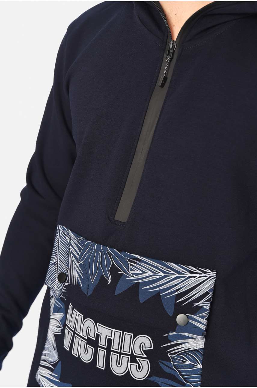 Худи мужское с рисунком темно-синего цвета 4093 193324