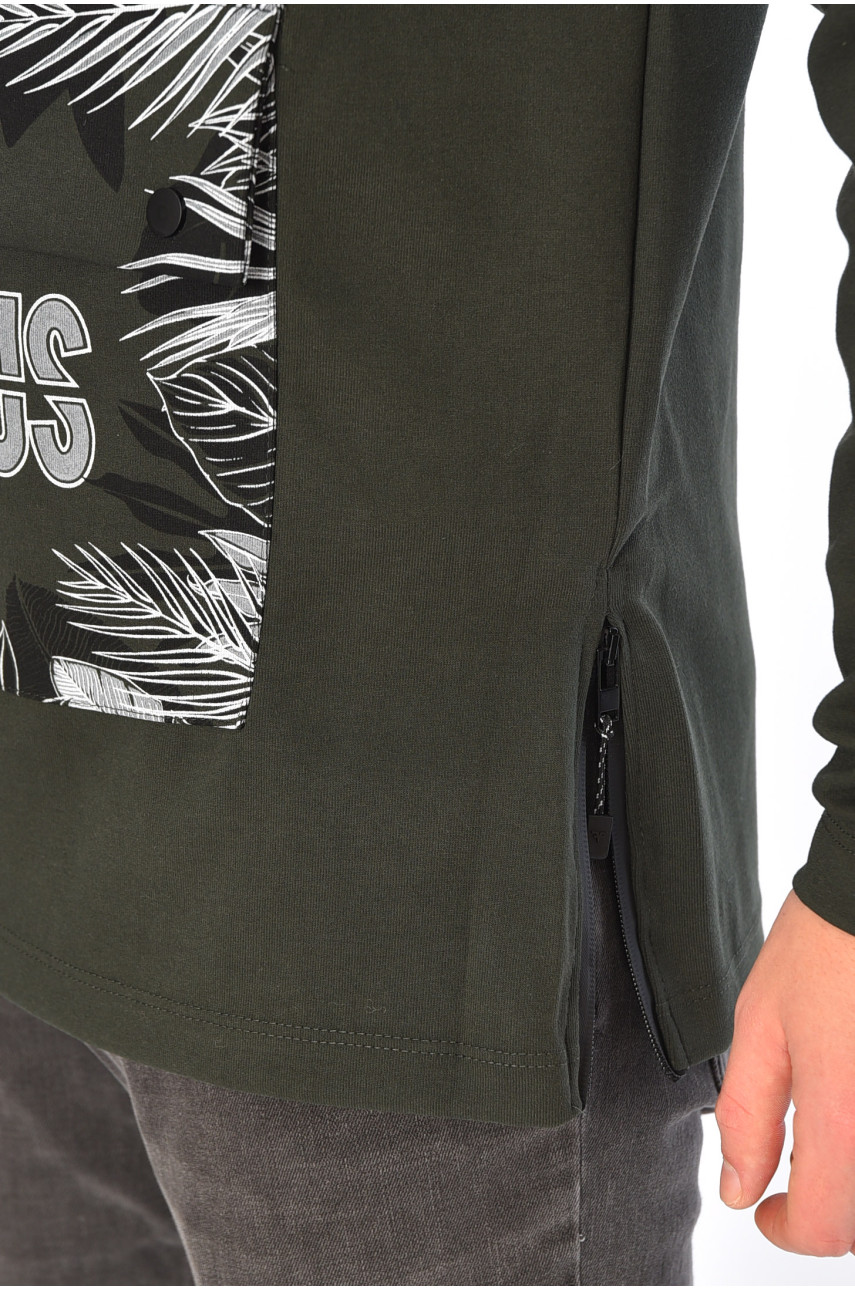 Худи мужское с рисунком цвета хаки 4093 193326 Худи мужское с рисунком цвета хаки 4093 193326