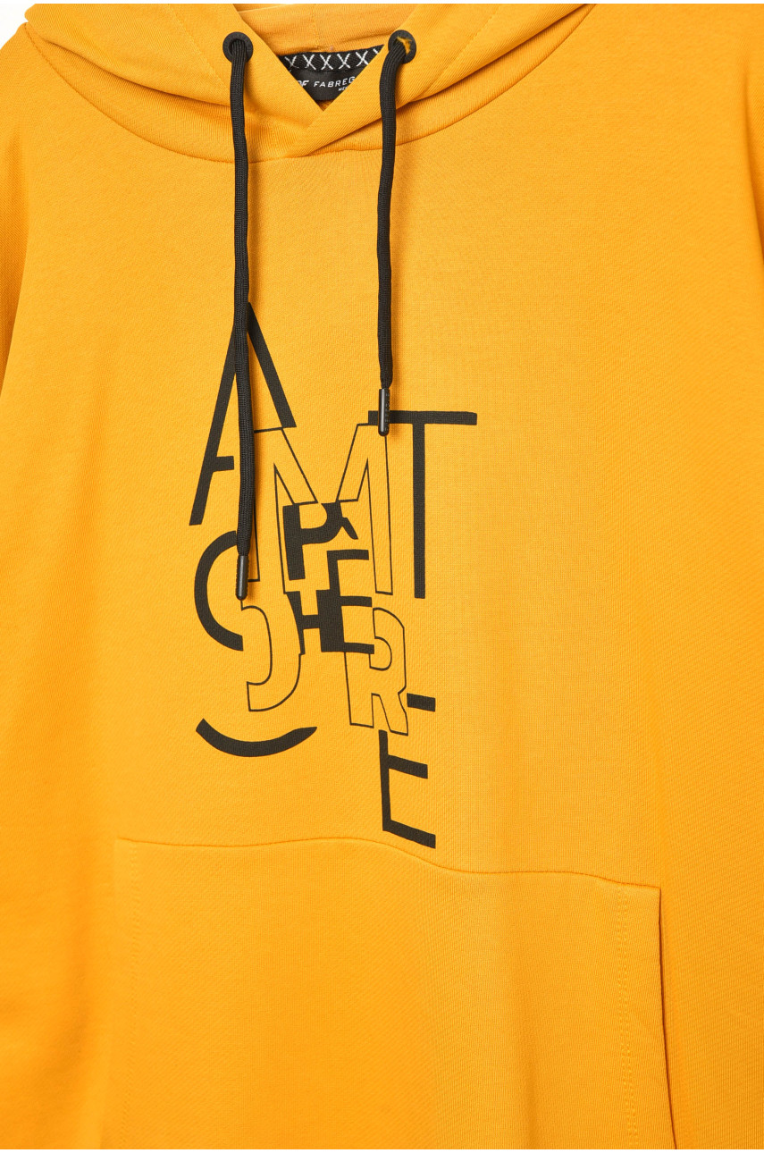 Худі чоловіче напівбатальне з малюнком гірчичного кольору 4159 193328