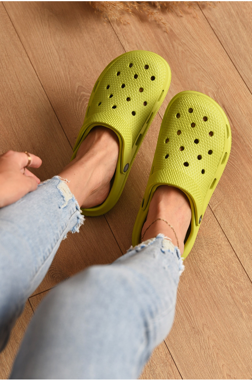 Кроксы женские салатового цвета С-98 193331