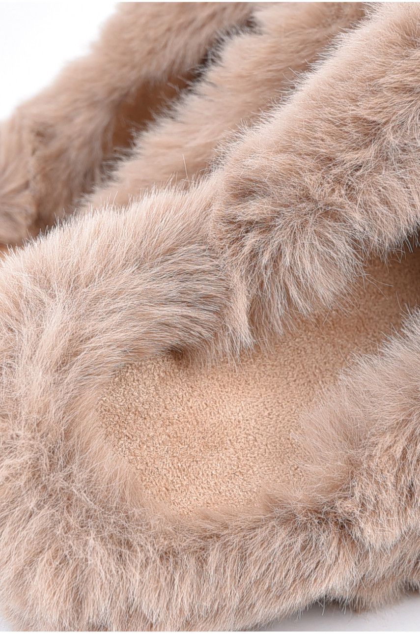 Капці домашні жіночі хутряні бежевого кольору 193342