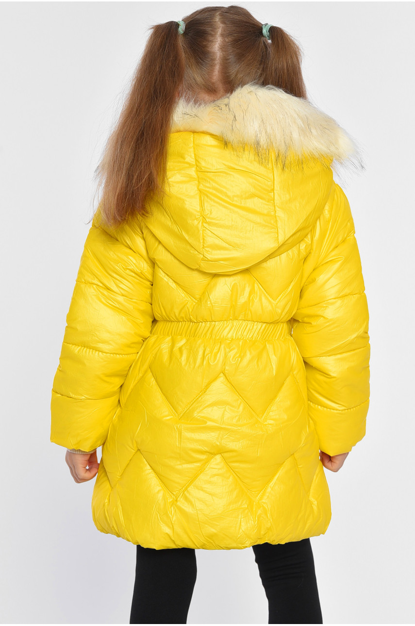 Куртка детская для девочки еврозима на искусственном меху желтого цвета 2021-8 193343