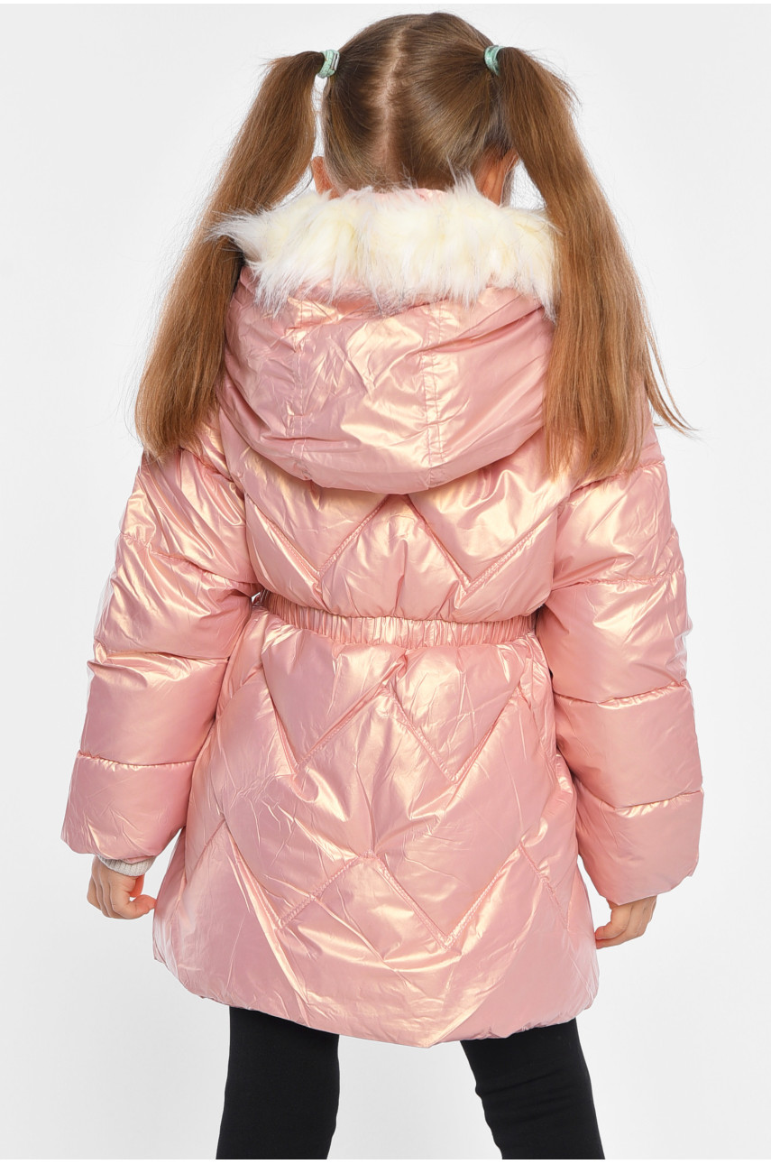 Куртка детская для девочки еврозима на искусственном меху светло-розового цвета 2021-8 193351