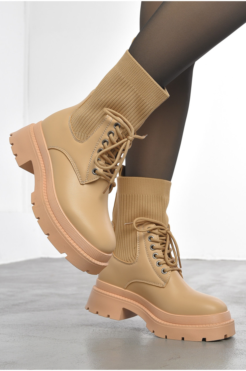 Ботинки женские демисезонные бежевого цвета 855-5 193356