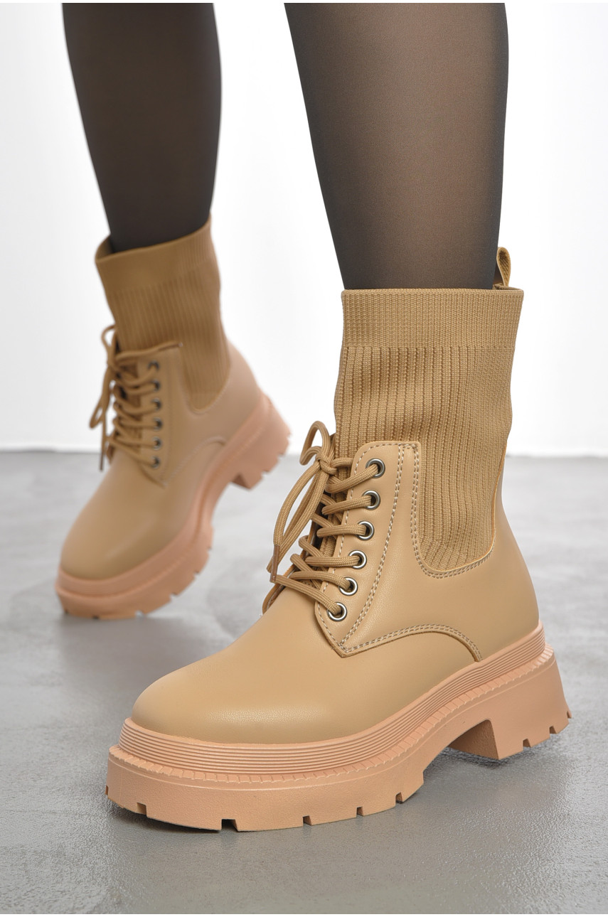Ботинки женские демисезонные бежевого цвета 855-5 193356