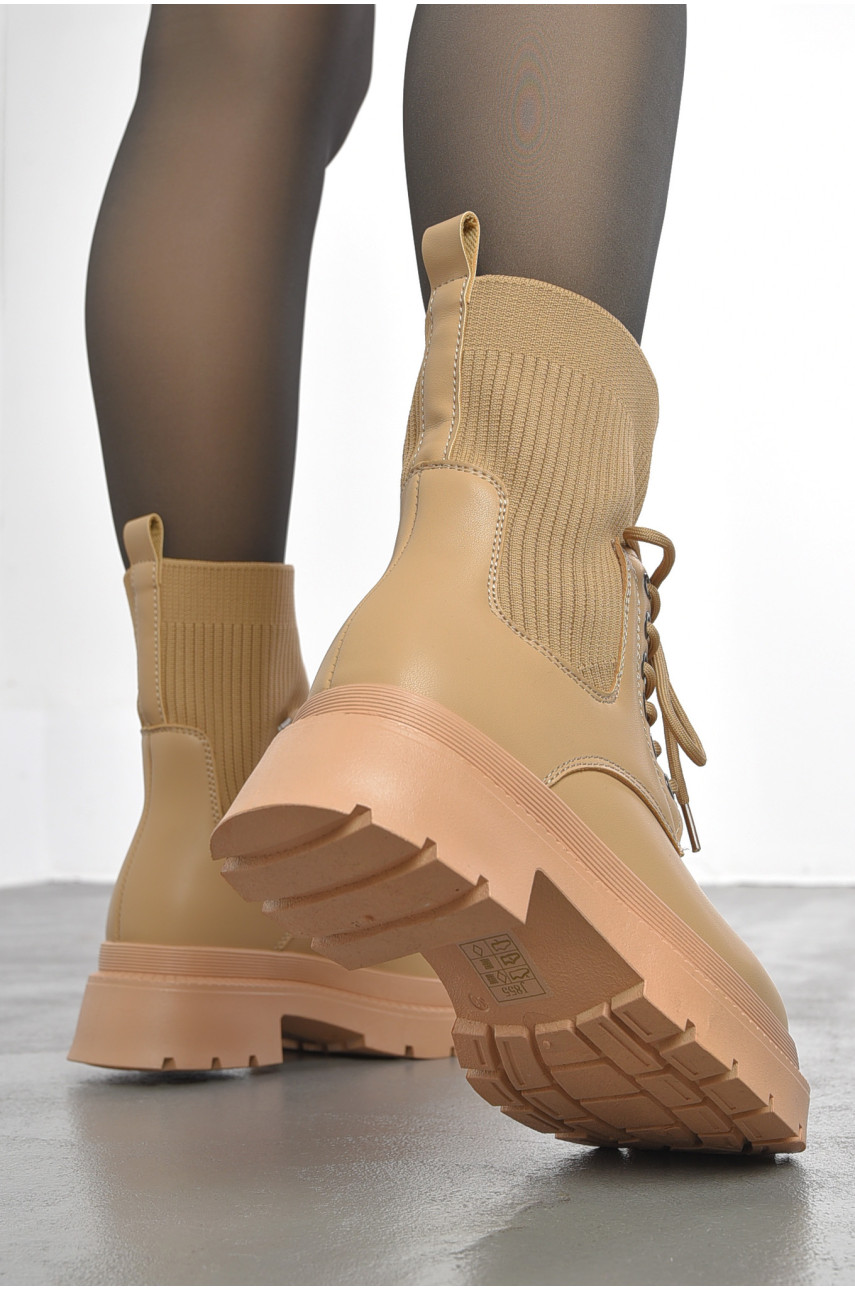 Ботинки женские демисезонные бежевого цвета 855-5 193356