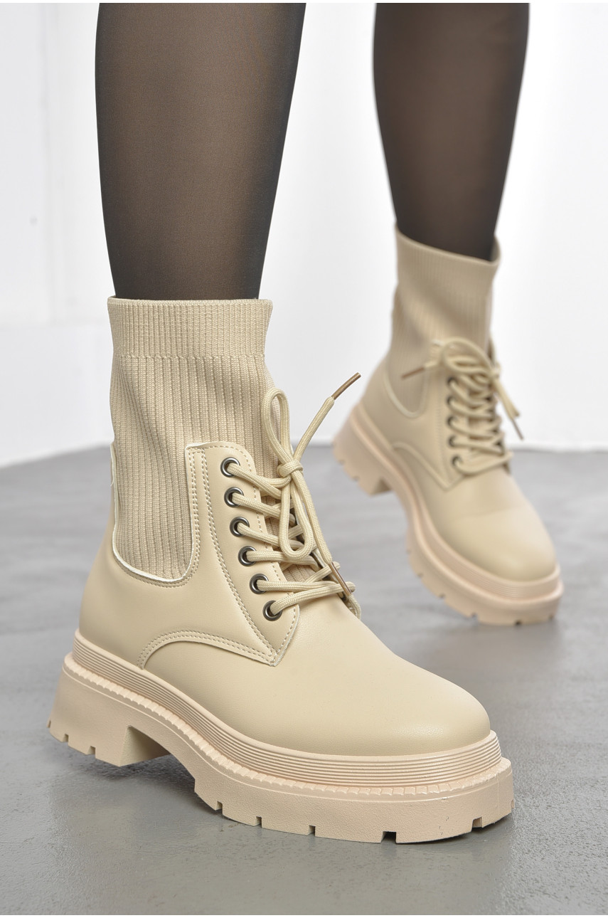 Ботинки женские демисезонные бежевого цвета 855-3 193358