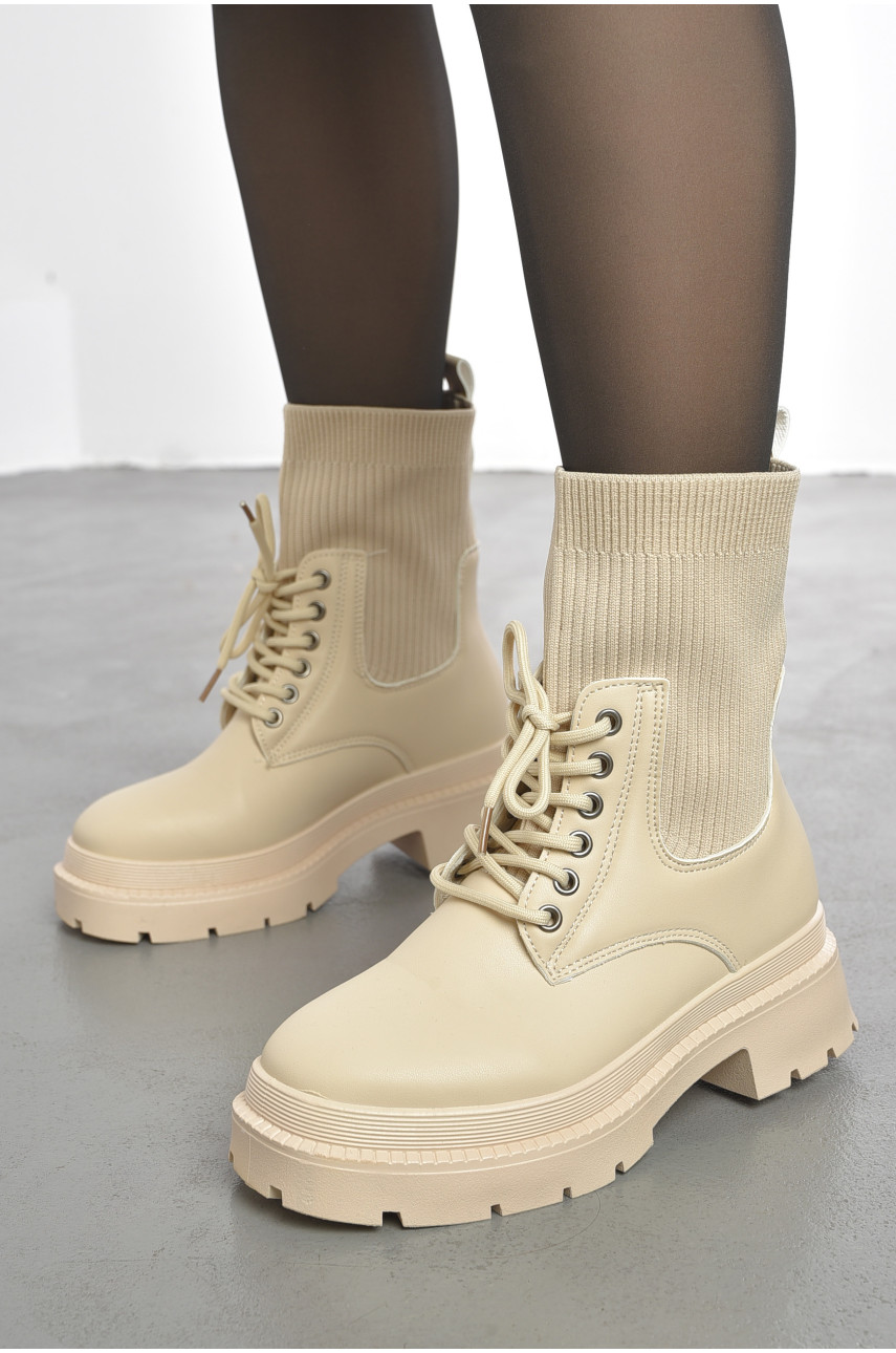 Ботинки женские демисезонные бежевого цвета 855-3 193358