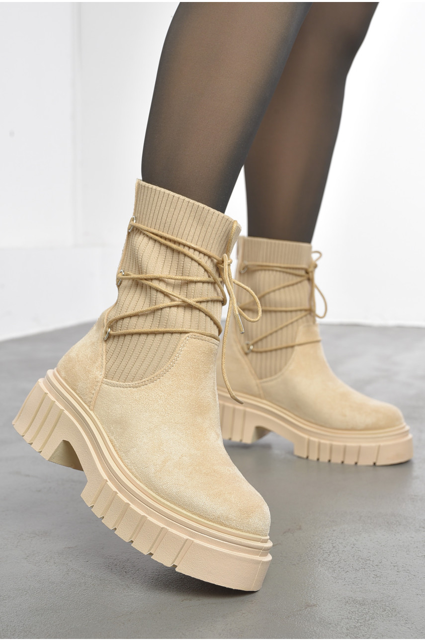 Ботинки женские демисезонные светло-бежевого цвета 856-2 193360