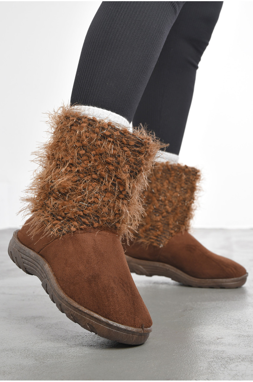 Угги женские коричневого цвета искуственная замша 920 193362