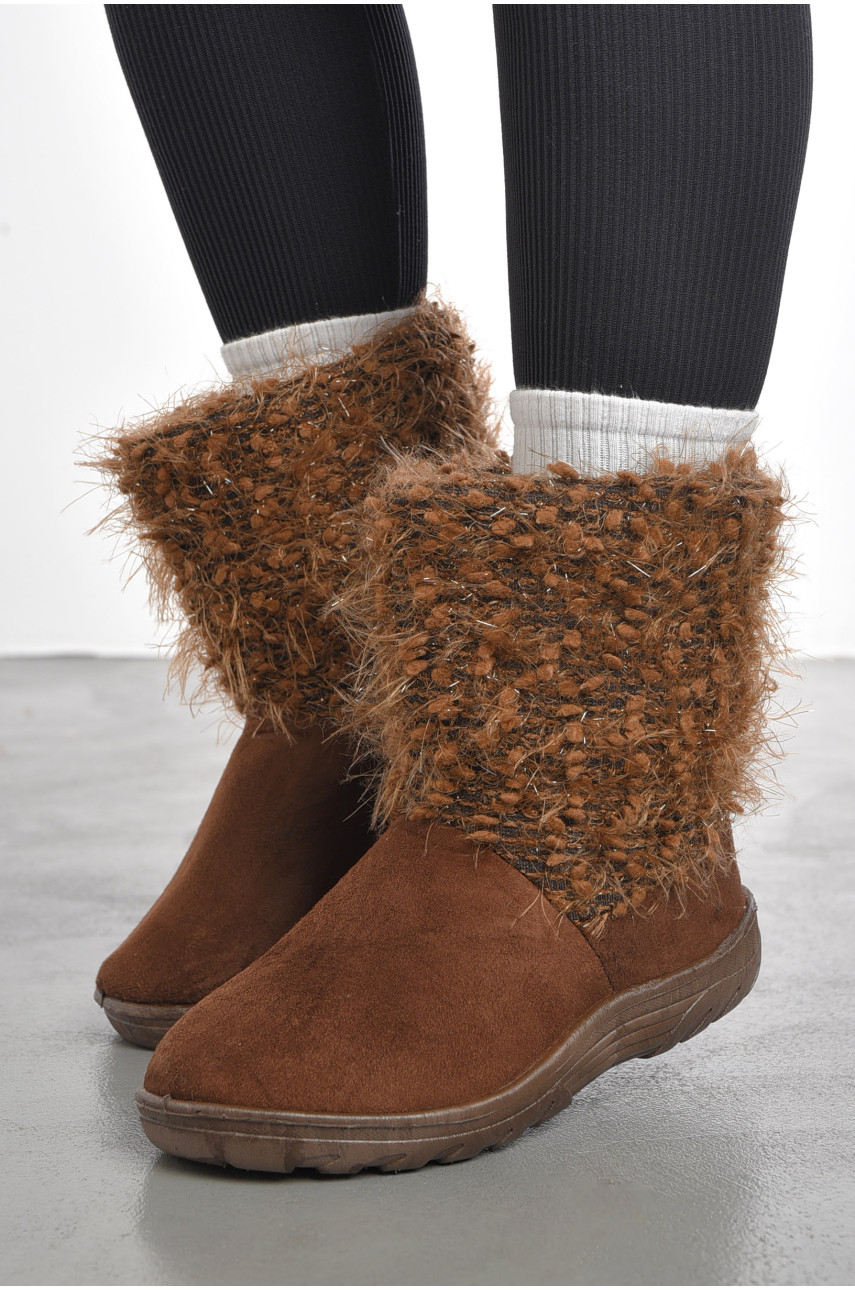 Угги женские коричневого цвета искуственная замша 920 193362