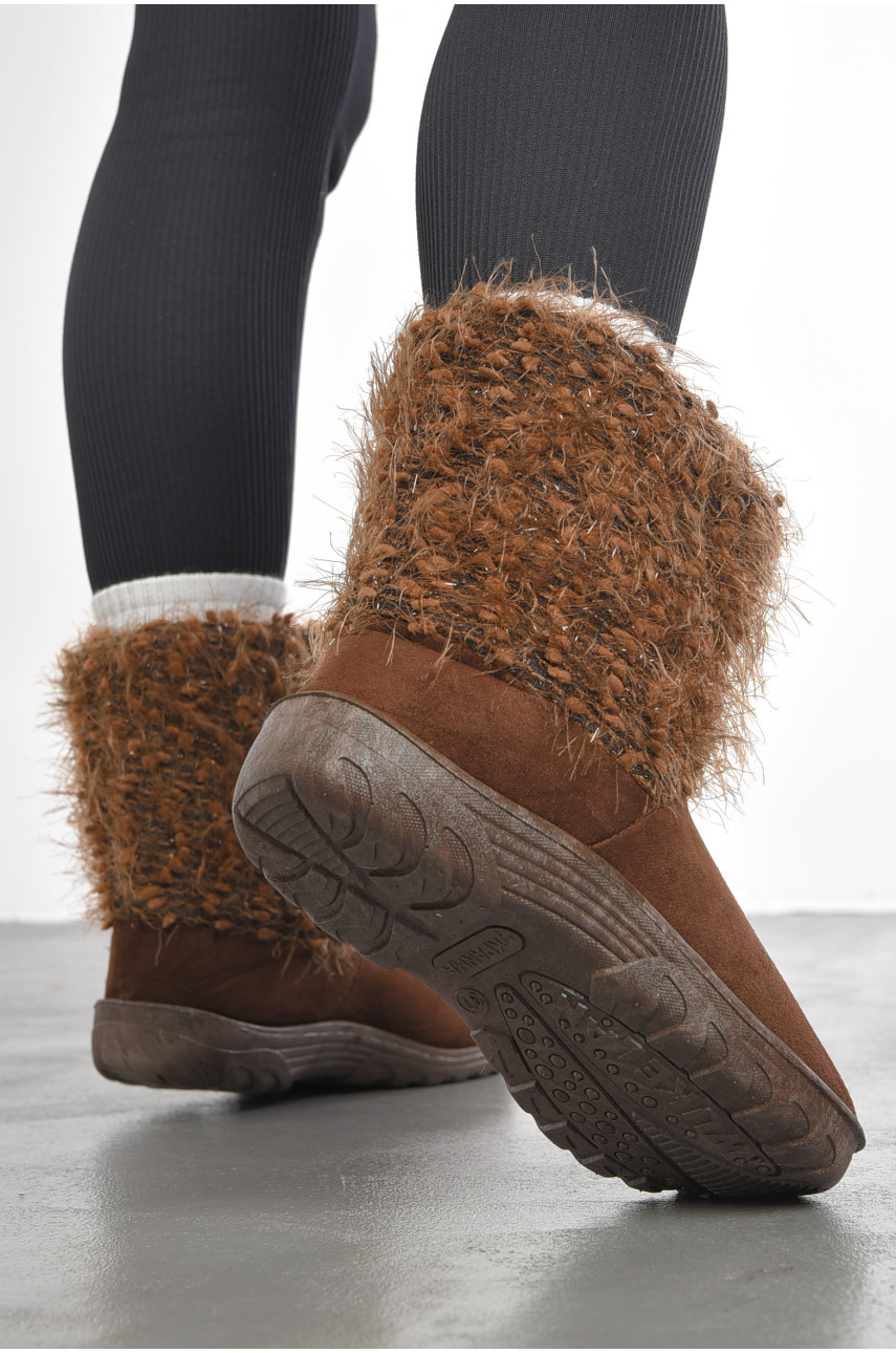 Угги женские коричневого цвета искуственная замша 920 193362