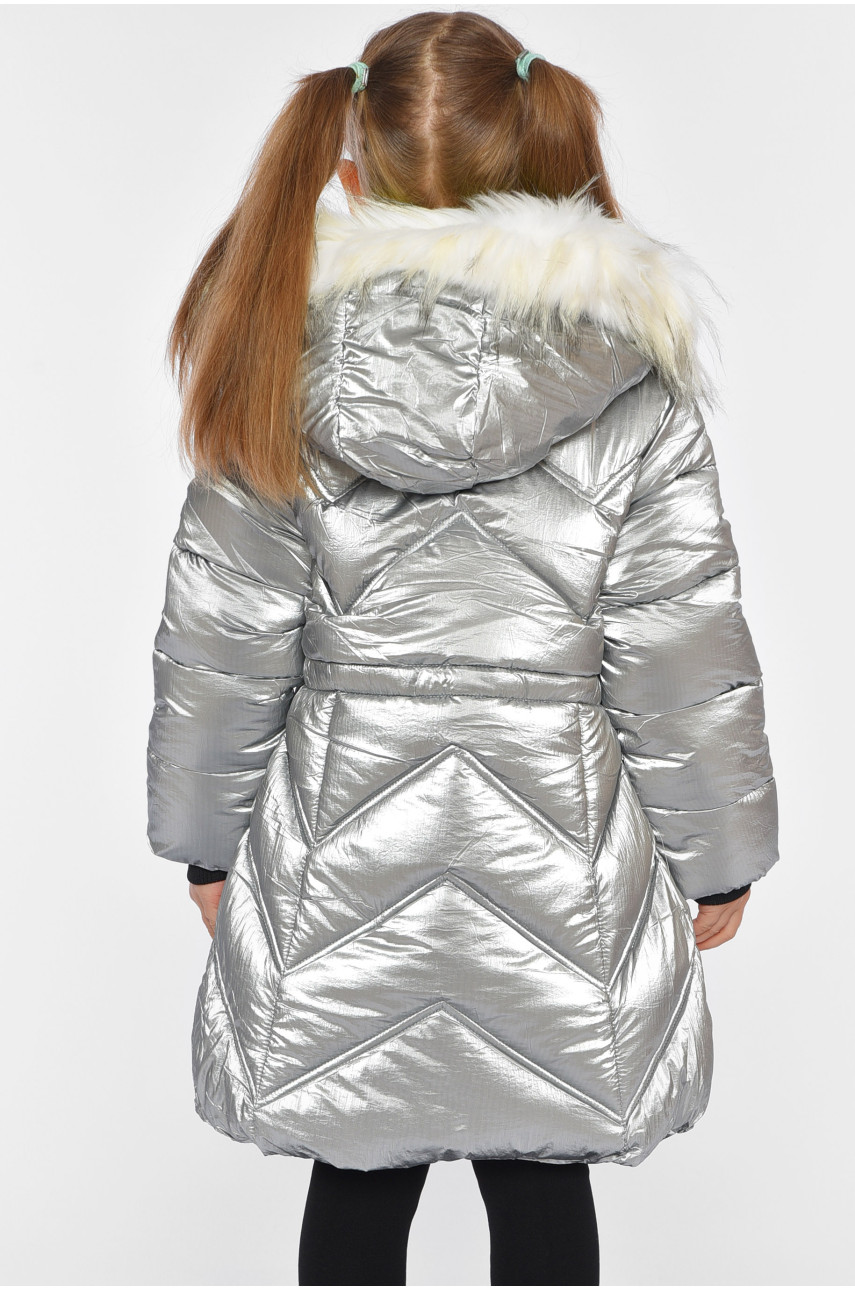 Куртка детская для девочки еврозима на искусственном меху серого цвета 21-57 193377