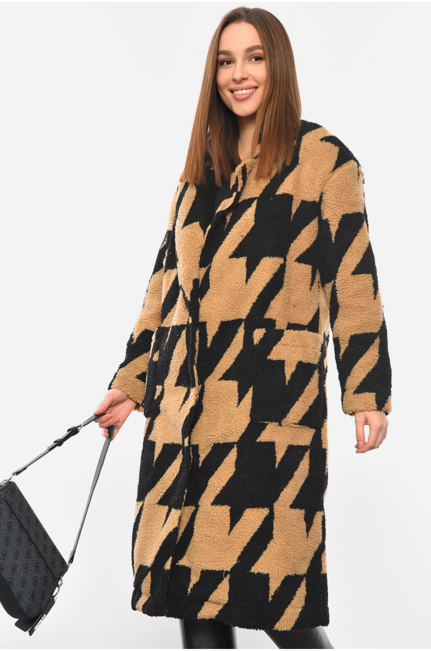 Пальто тедді жіноче коричневого кольору 2722 193378