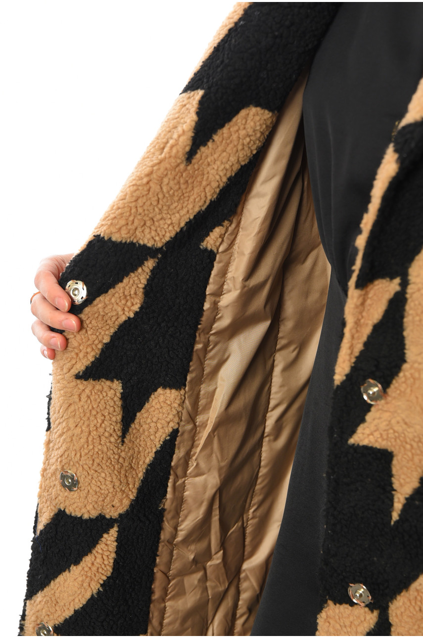 Пальто тедді жіноче коричневого кольору 2722 193378