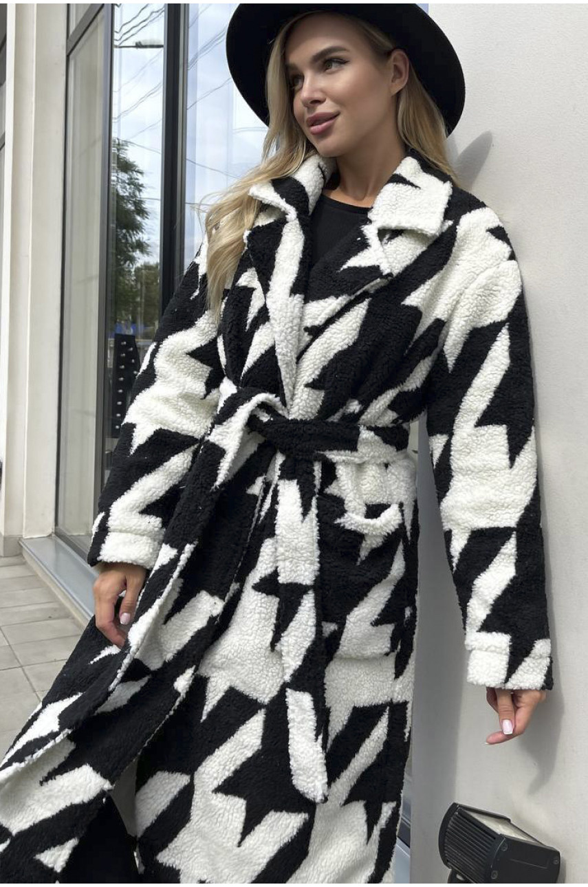 Пальто тедді жіноче чорного кольору 2722 193379