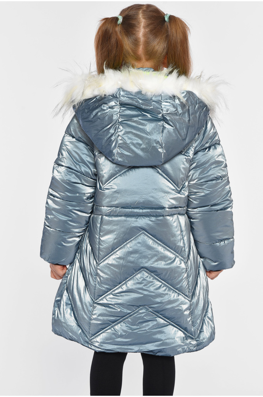 Куртка детская для девочки еврозима на искусственном меху голубого цвета 21-57 193383