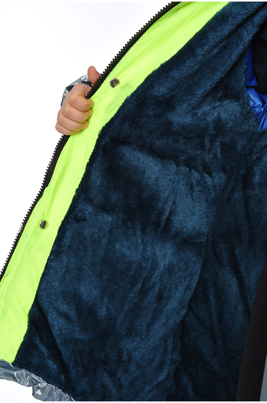 Куртка детская для девочки еврозима на искусственном меху голубого цвета 21-57 193383