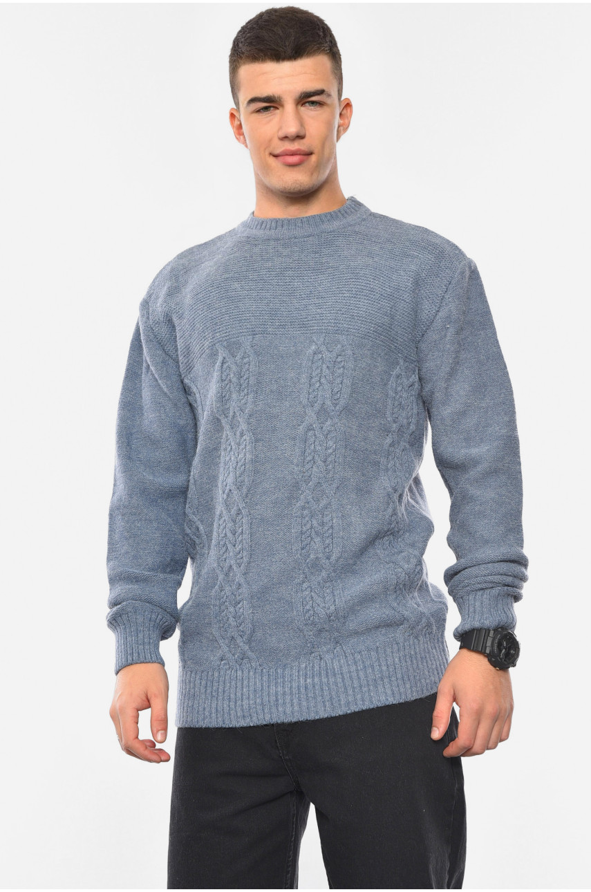 Свитер мужской однотонный синего цвета 193384