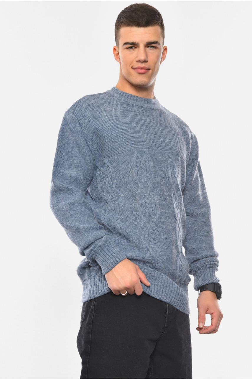 Свитер мужской однотонный синего цвета 193384