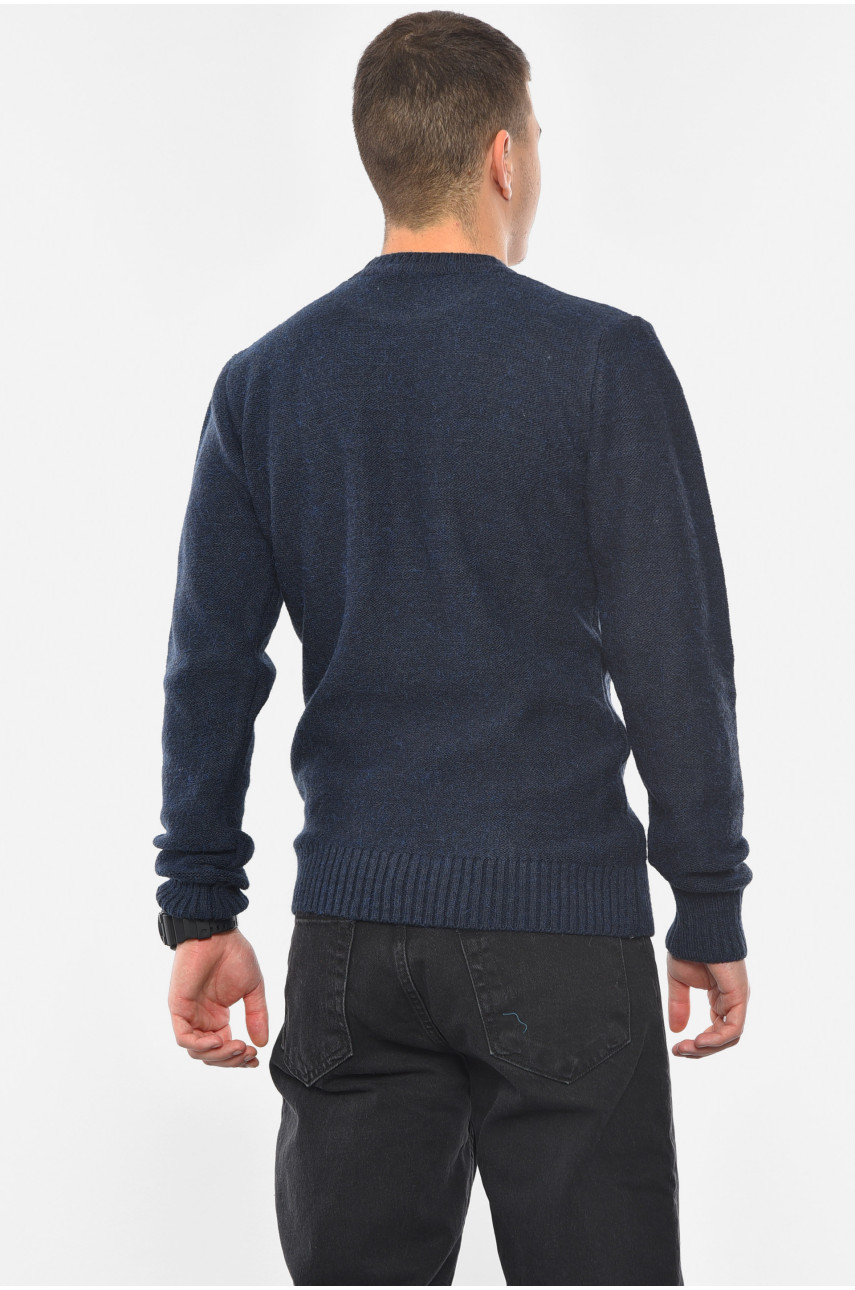 Свитер мужской однотонный темно-синего цвета 193386