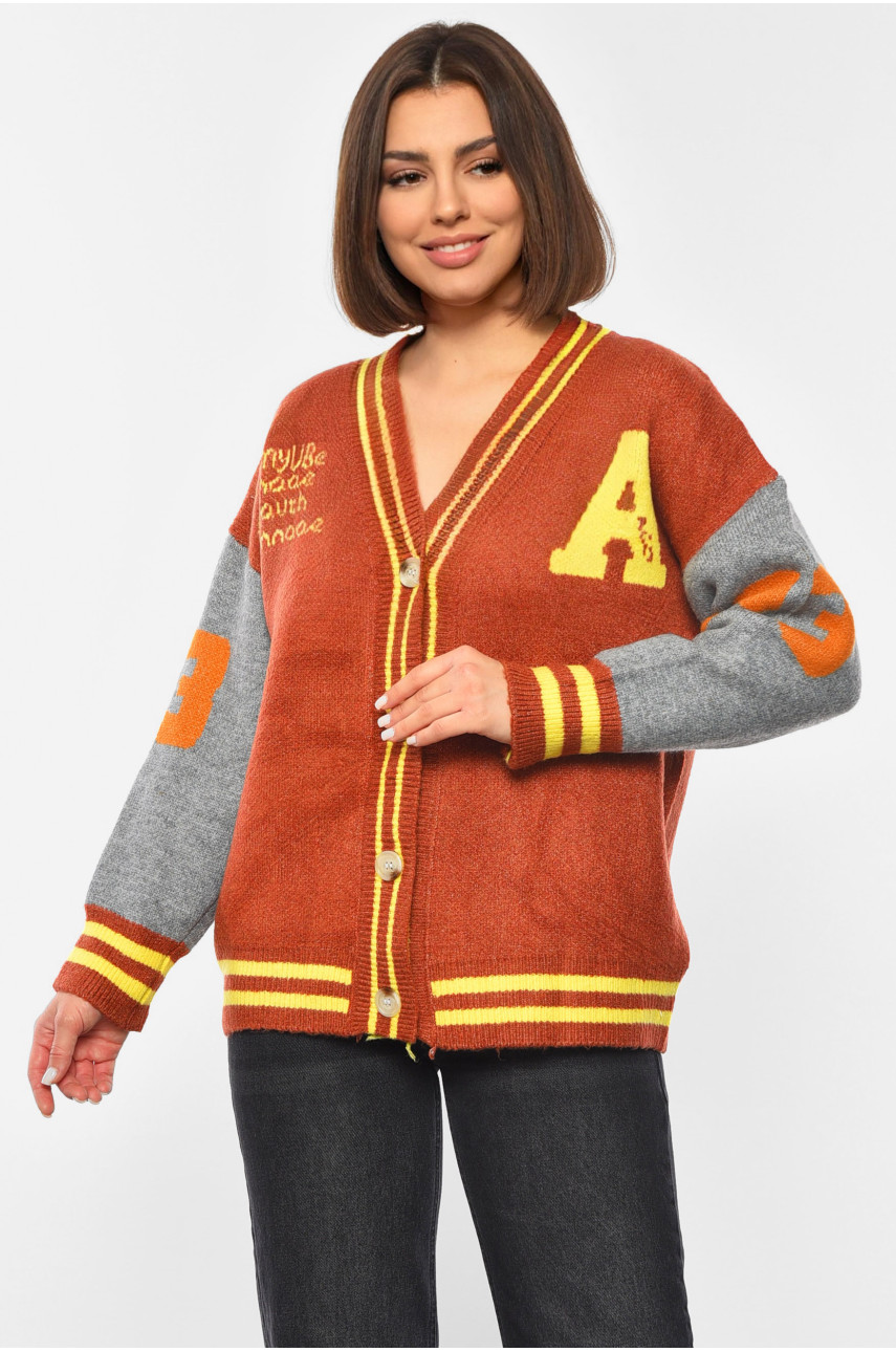 Кардиган жіночий коричневого кольору 193398