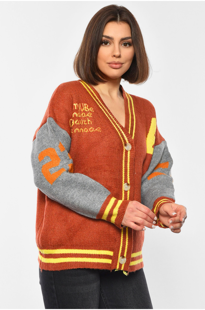 Кардиган жіночий коричневого кольору 193398