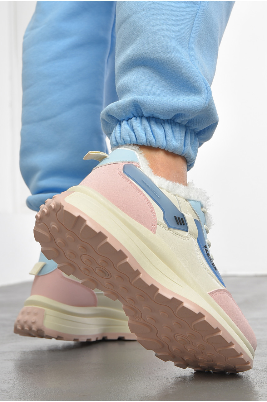 Кросівки жіночі молочного кольору на хутрі кв03-6 193413 Кросівки жіночі молочного кольору на хутрі кв03-6 193413