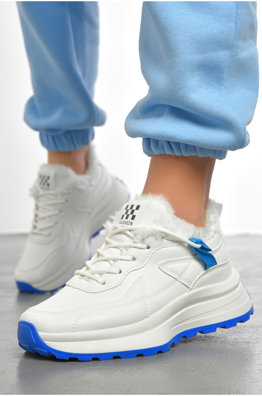 Кросівки жіночі білого кольору на хутрі кв05-1 193414