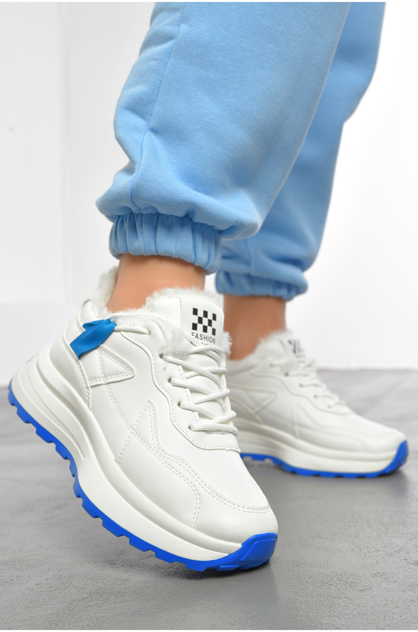 Кросівки жіночі білого кольору на хутрі кв05-1 193414