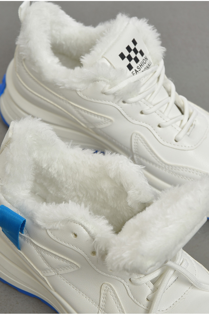 Кросівки жіночі білого кольору на хутрі кв05-1 193414